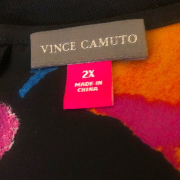 VINCE CAMUTO Short Sleeve Floral Swim Cover-up Long Kaftan Dress Sx 2X - Picture 5 of 6